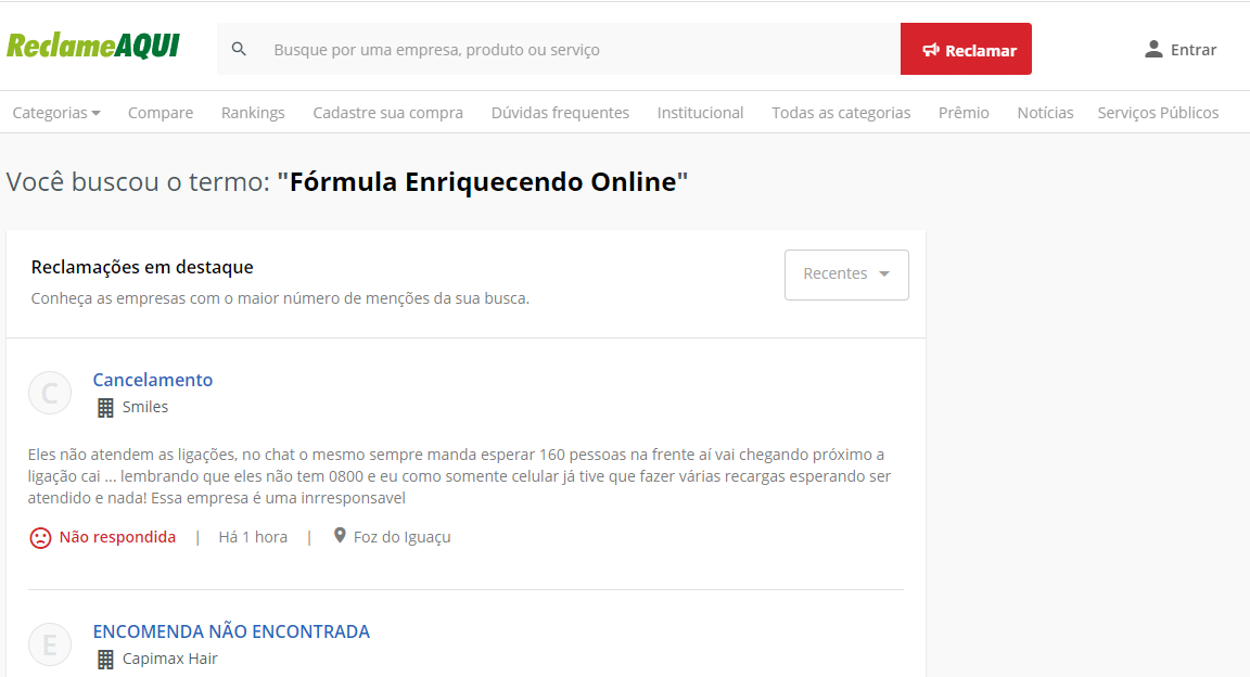 Fórmula Enriquecendo Online Reclame Aqui